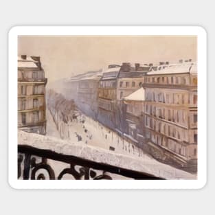 boulevard haussmann in the snow - Gustave Caillebotte Sticker